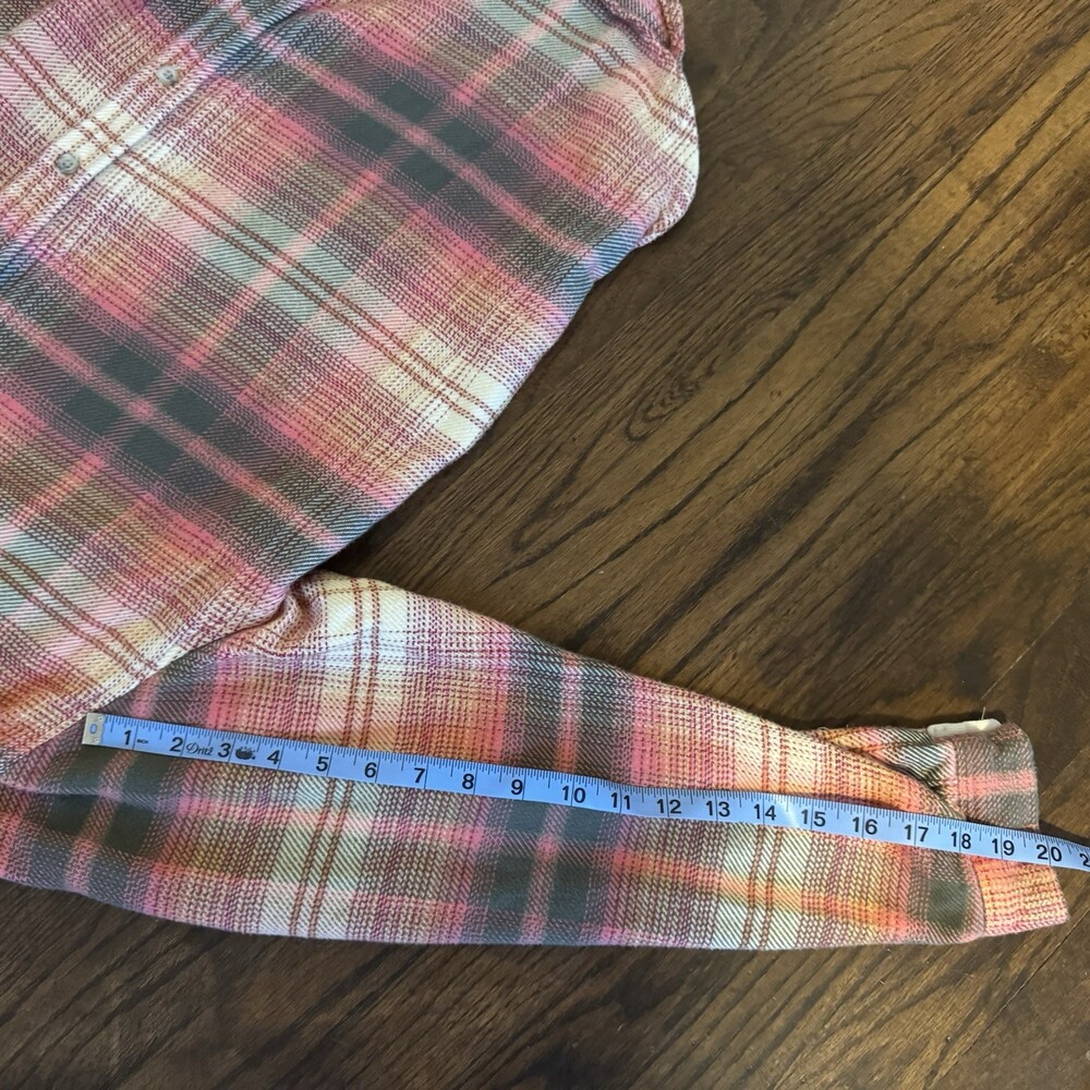 American Eagle Women's Long Sleeve Flannel Shirt Size Small Orange - Picture 9 of 9